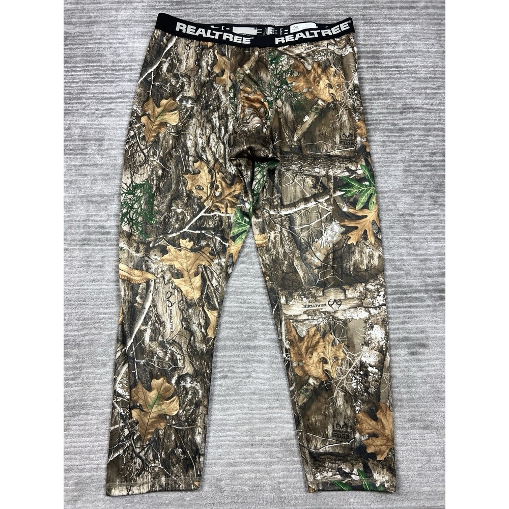 Realtree Under Layer Pants Mens XL Camouflage Polyester‎ Elastic Waist